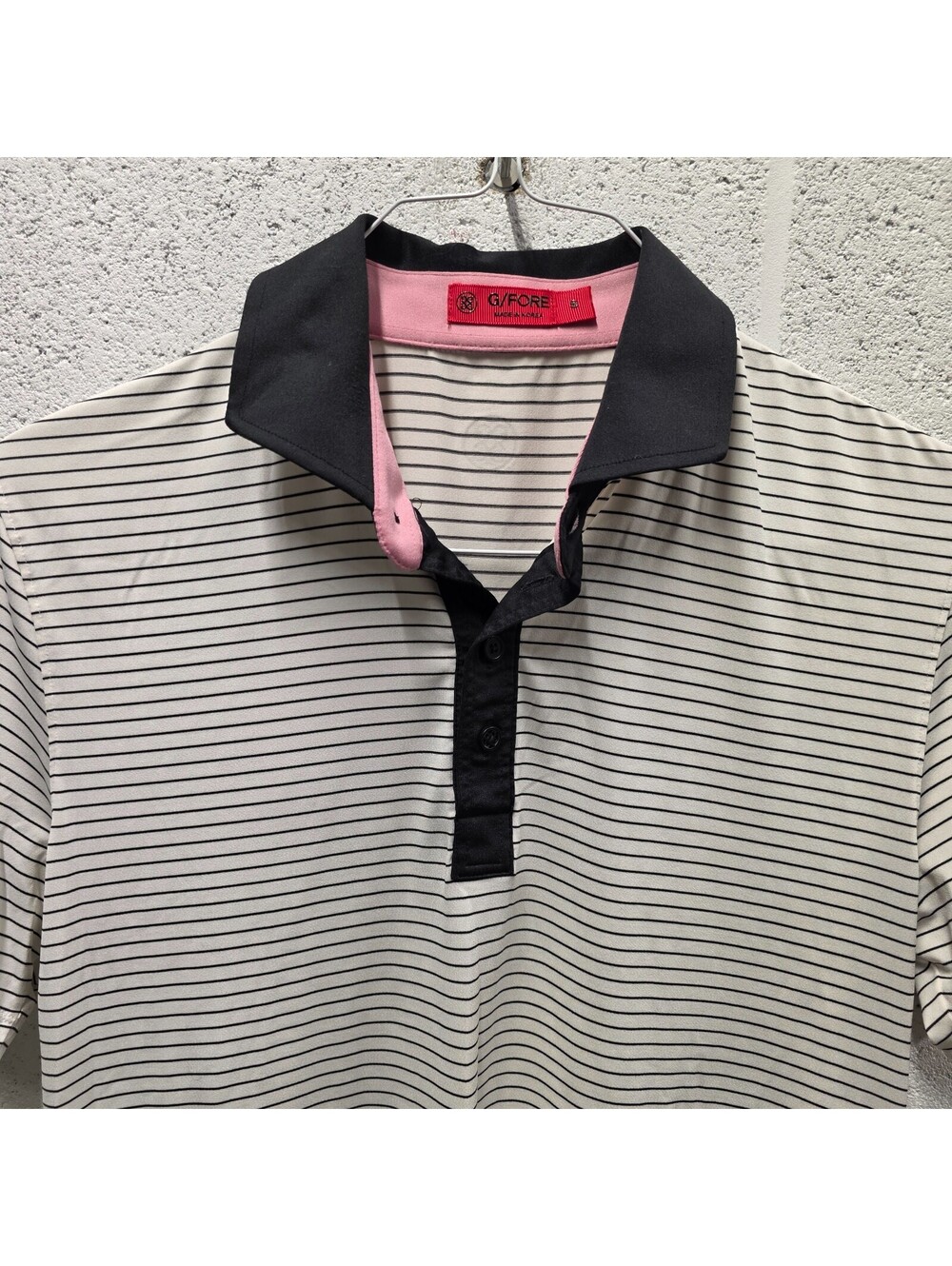 G/Fore Mens Black Striped Collared Short Sleeve Polo Shirt Sz S Bel Air CC 20x30